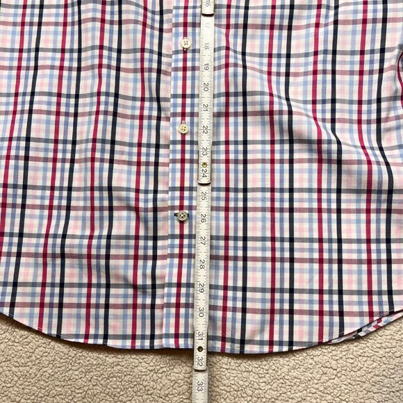 Banana Republic Mens L Camden Fit Plaid Shirt western preppy Red/Blue/White - Picture 5 of 11